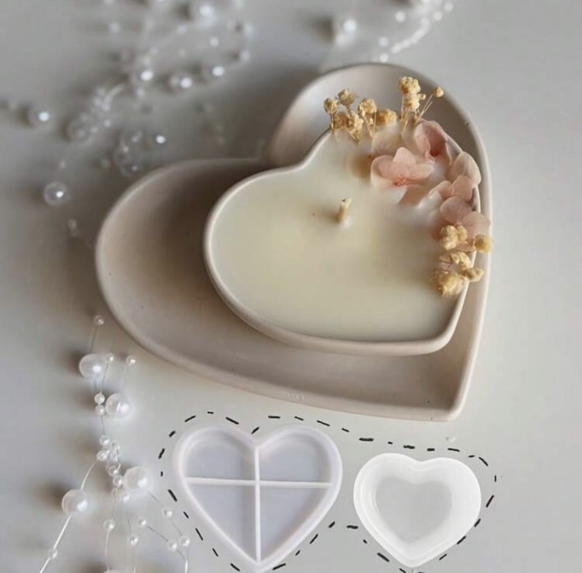 Set De Moldes De Corazones Bandeja Y Portavelas 