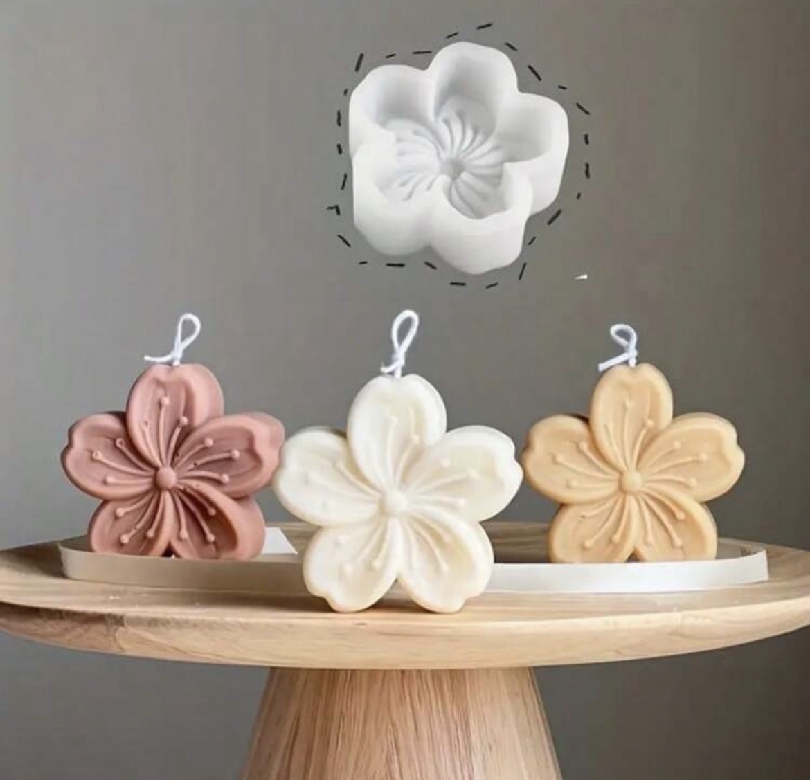 Molde Vela Flor De Cerezo Plana 